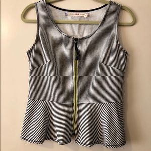 Striped zipper peplum